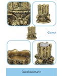 Altın Eskitme Mumluk Şamdan 3 Adet Tealight Uyumlu Tarihi Sütun Model